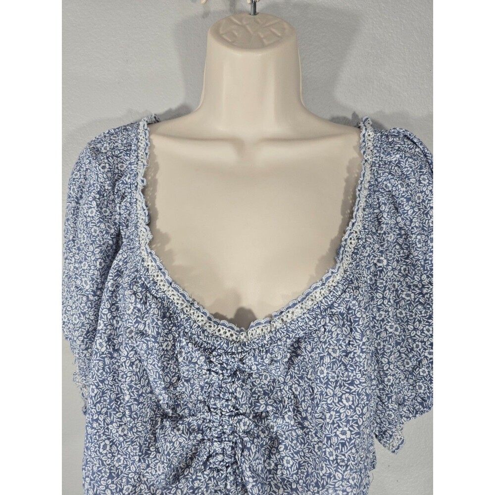 American Eagle Floral Cinched Front Smocked Crop Top Size XXL Boho Summer BJ - Picture 4 of 8